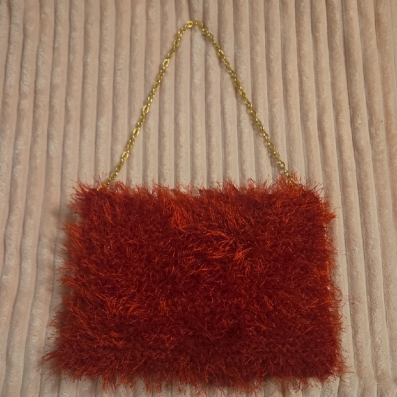 Unbranded Handbags - Red Furry Crochet Shoulder Bag NWOT